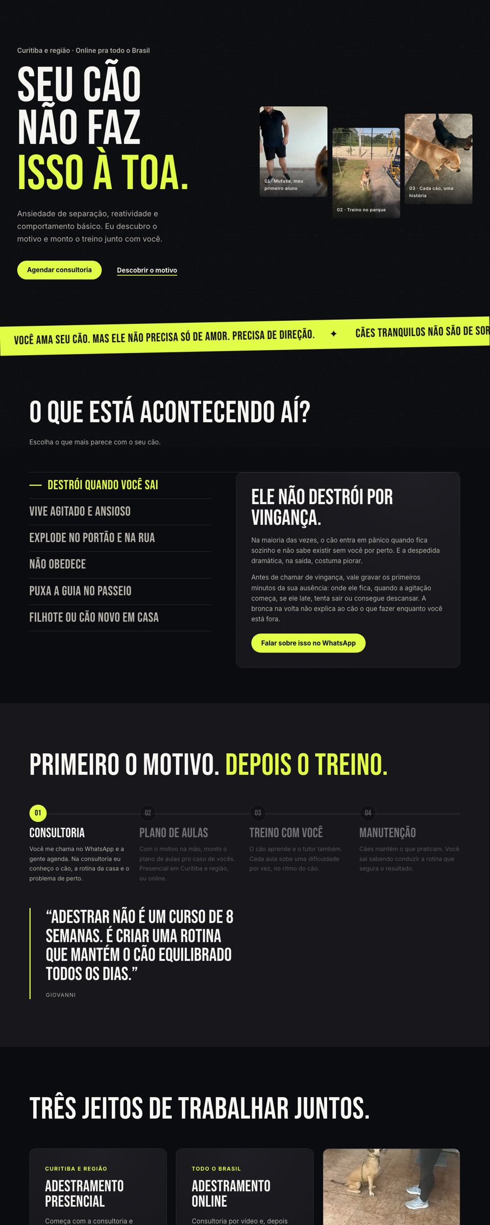 Página do site Giovanni Adestra